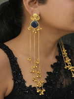 Pranjal Long Earrings-Blue