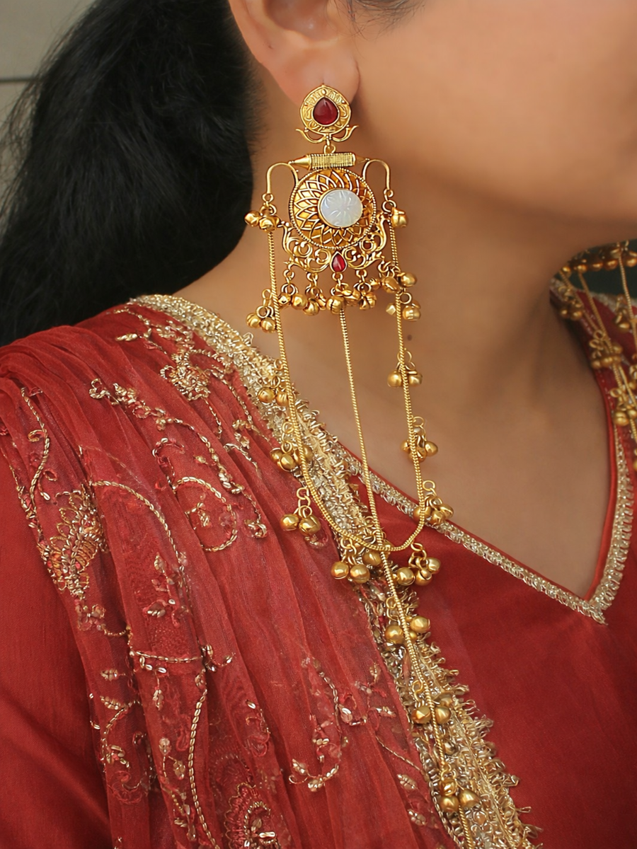 Prakshi Long Earrings - White 