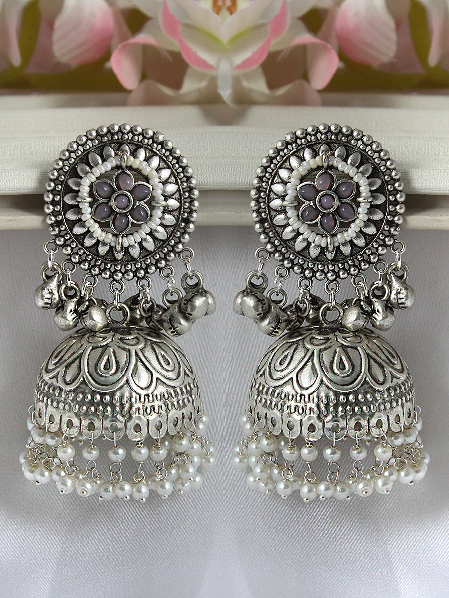 Pranjal Jhumki Earrings-Pastel Pink