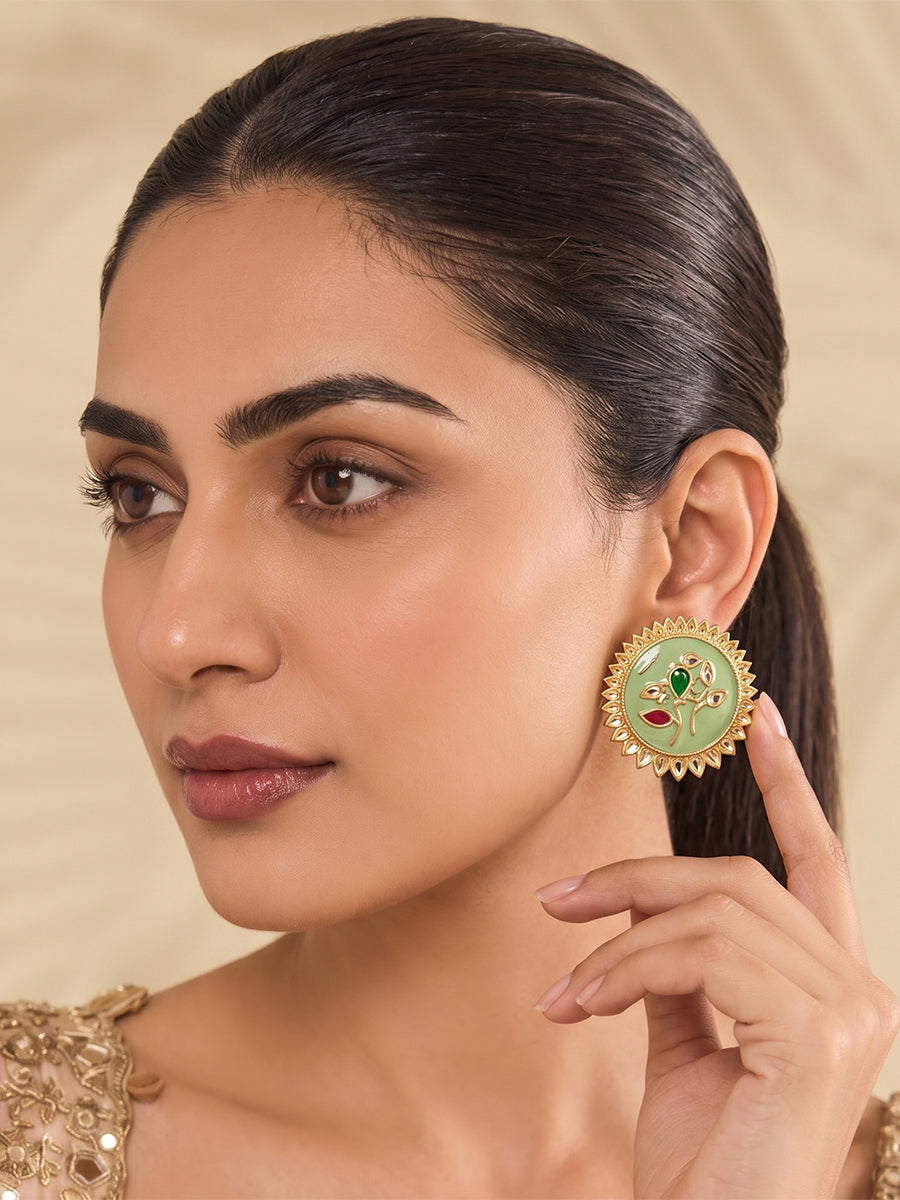 Urmi Stud Earrings-Mint Green
