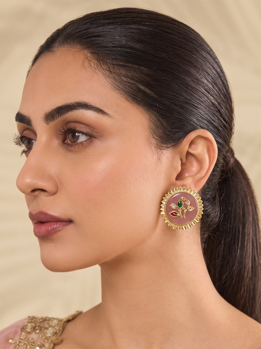 Urmi Stud Earrings-Pastel Pink