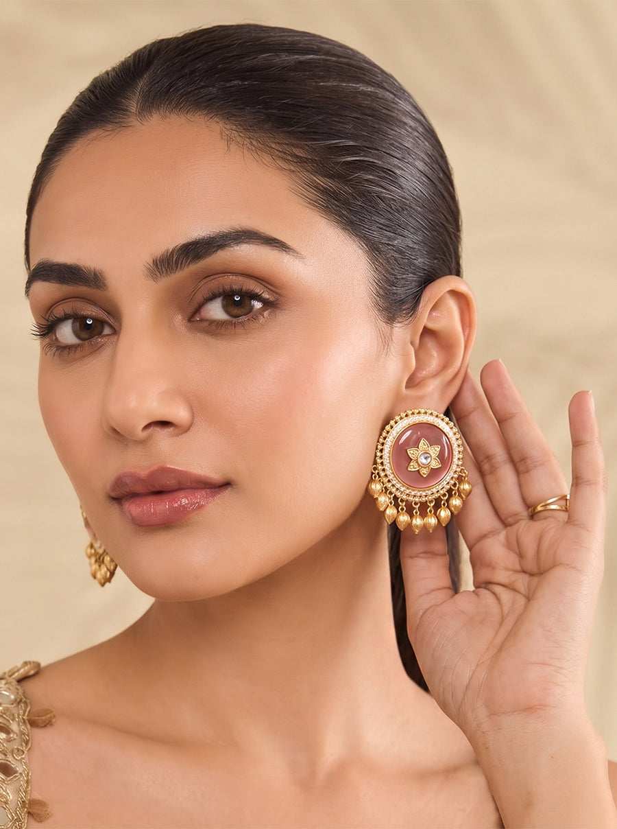 Lipi Stud Earrings-Pastel Pink