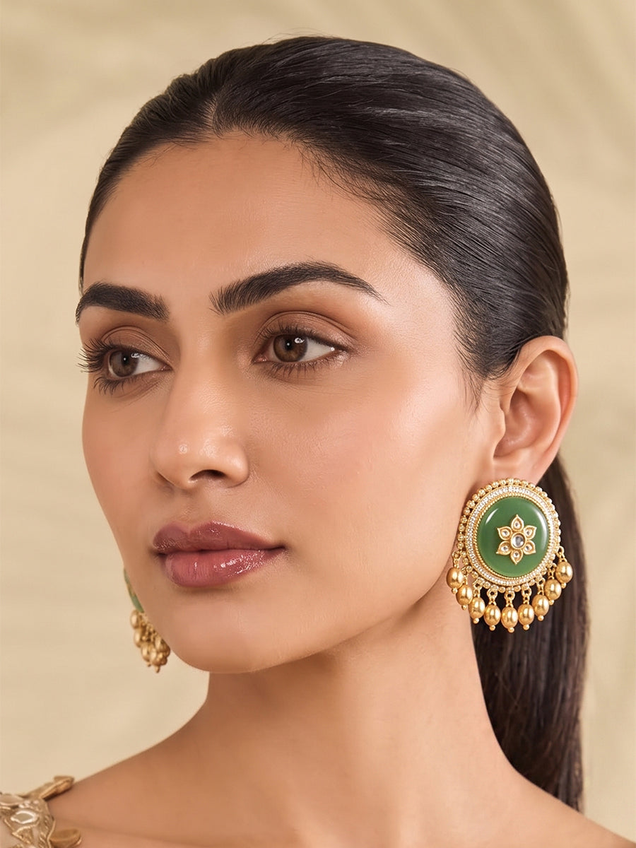 Lipi Stud Earrings-Mint Green