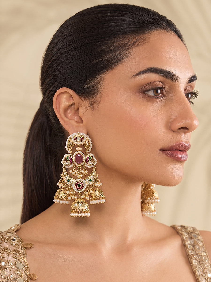 Janvika Jhumki Earrings-Multicolor
