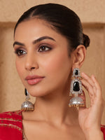 Ushani Long Jhumki Earrings-Black