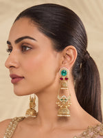 Shivira Long Jhumki Earrings-Mint Green