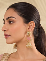Moksha Jhumki Earrings-Pastel Pink