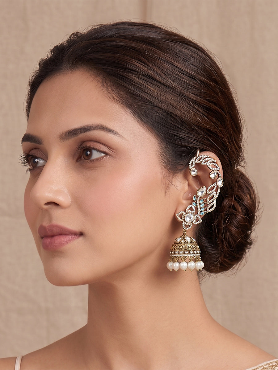Kiyanvi Kanphool Earrings-Aqua