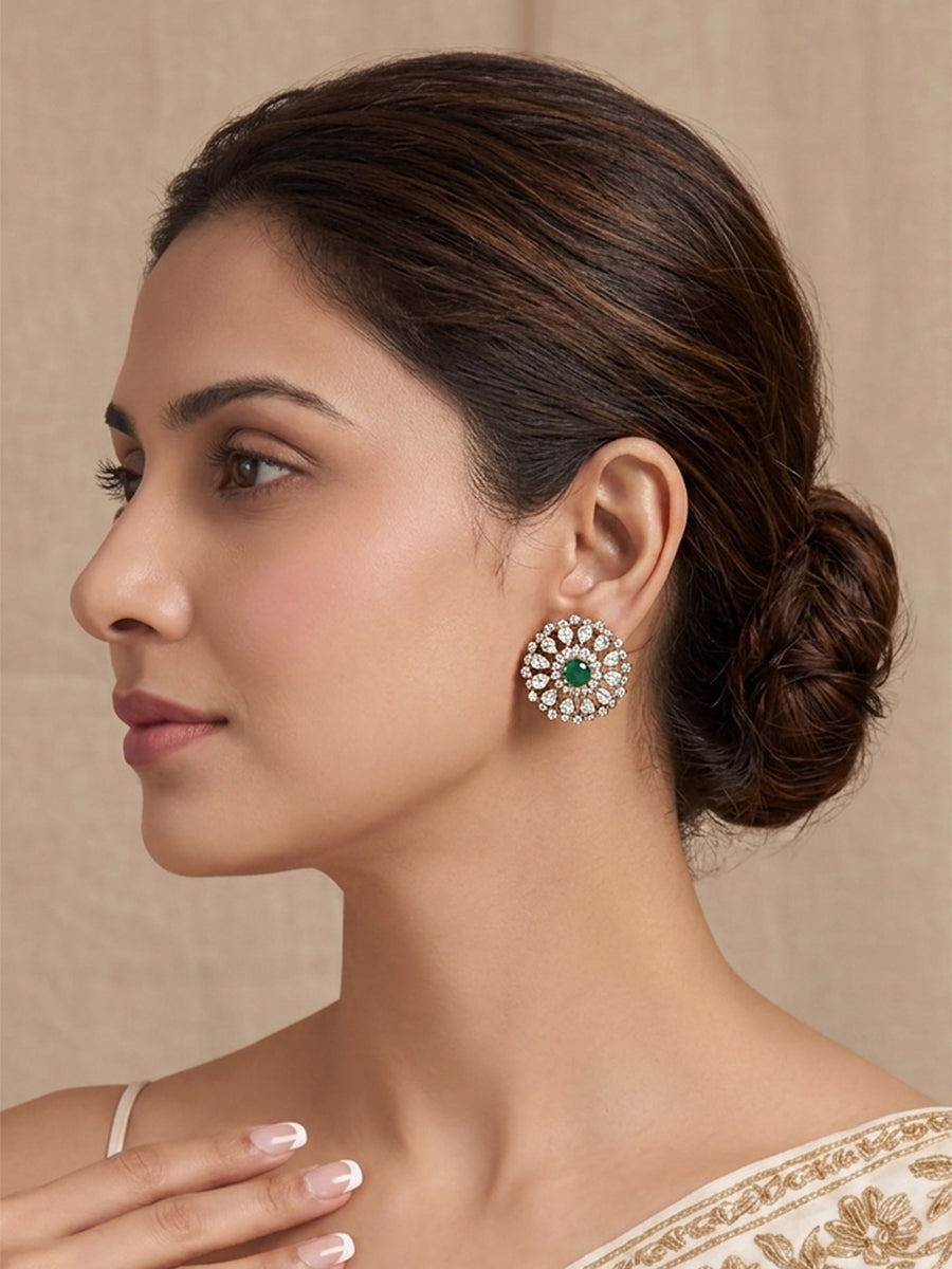 Aranya Stud Earrings-Green