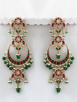 Nirvika Long Chandbali Earrings-Multicolor