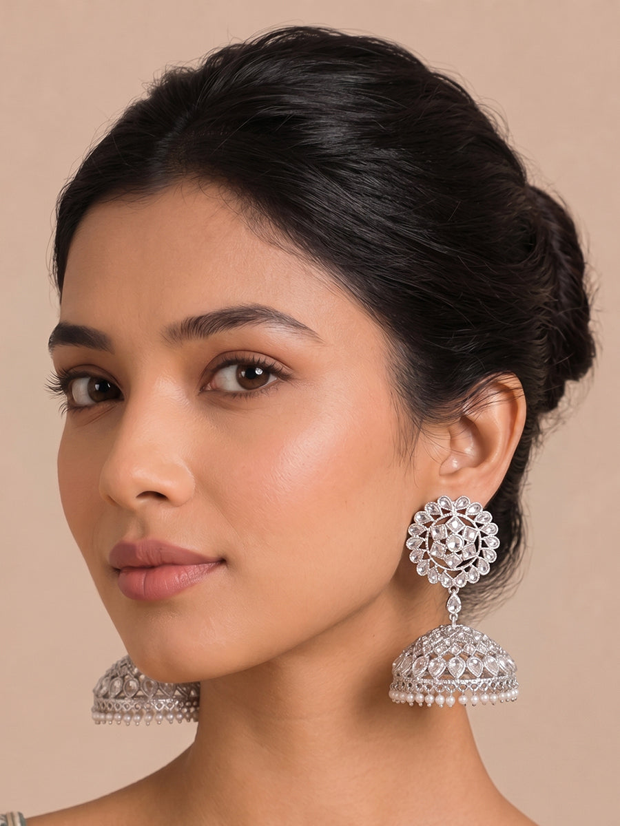 Krutika Jhumki Earrings - Silver