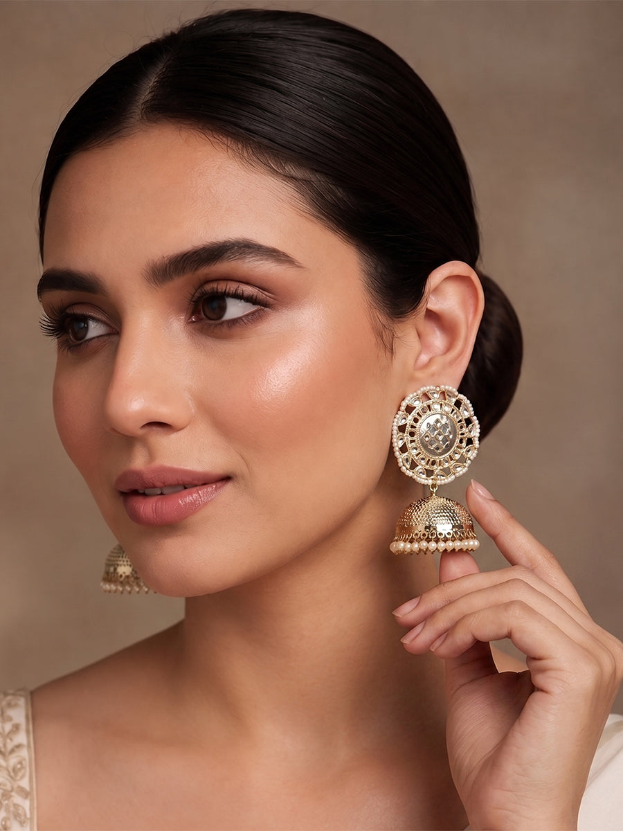 Mehar Jhumki Earrings-Grey
