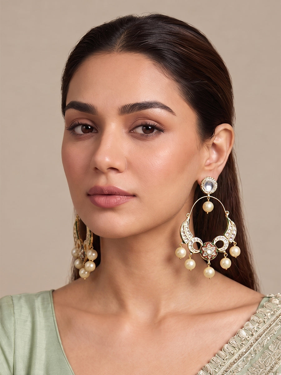Ruhani Kundan Earrings - White 