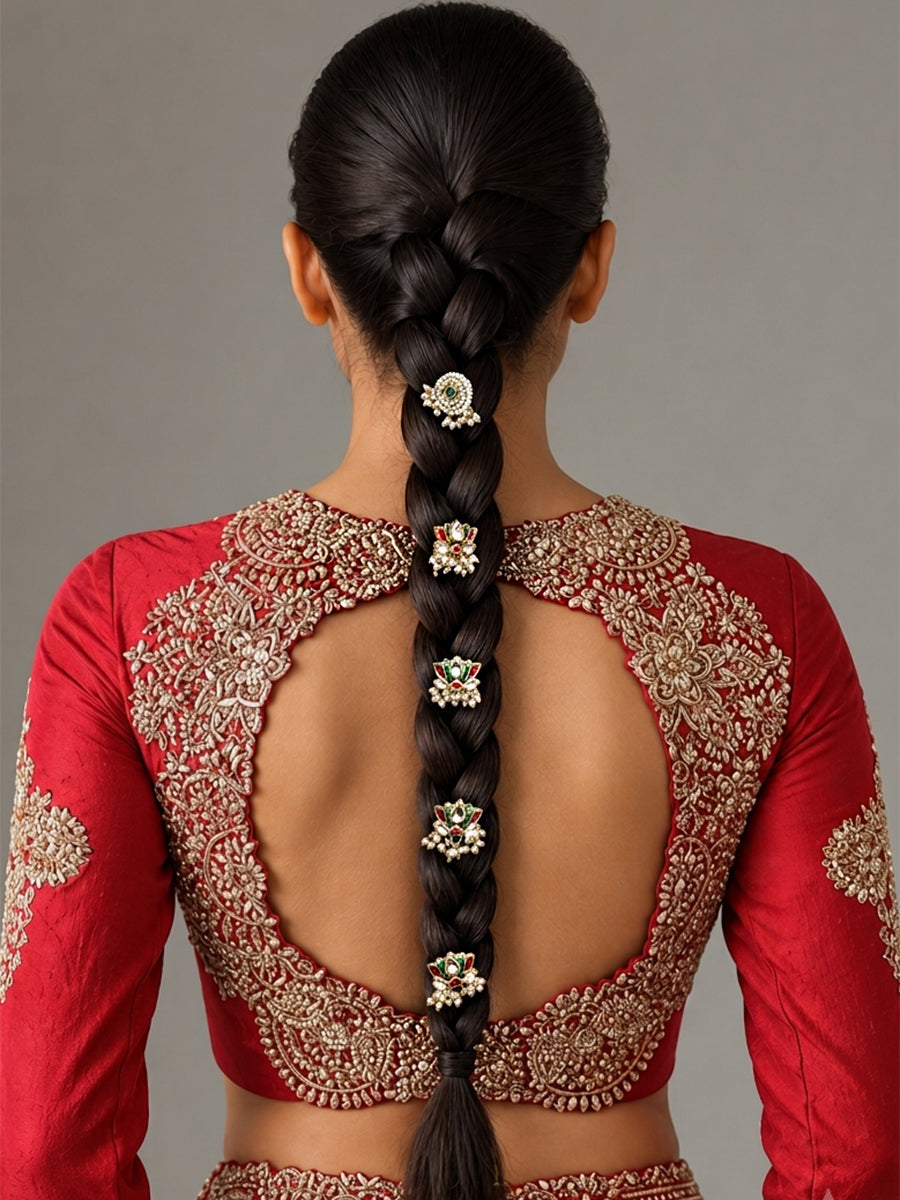 Sheel Bun & Braid Hair Accessory-Maroon / Green