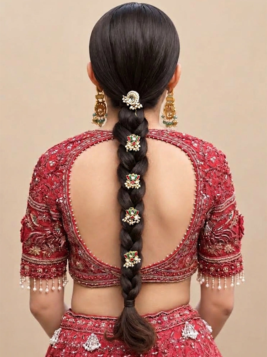 Sheel Bun & Braid Hair Accessory-Maroon / Green