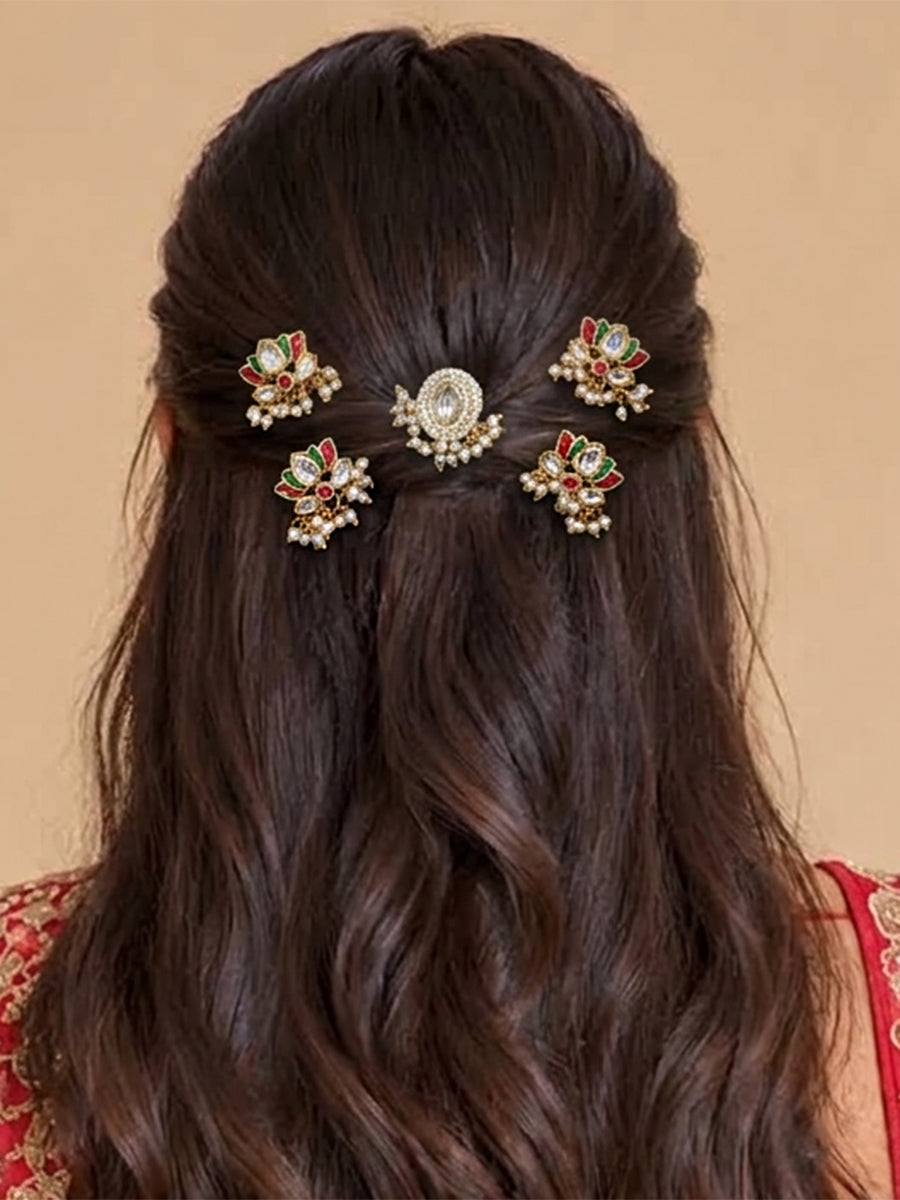 Sheel Bun & Braid Hair Accessory-Maroon / Green