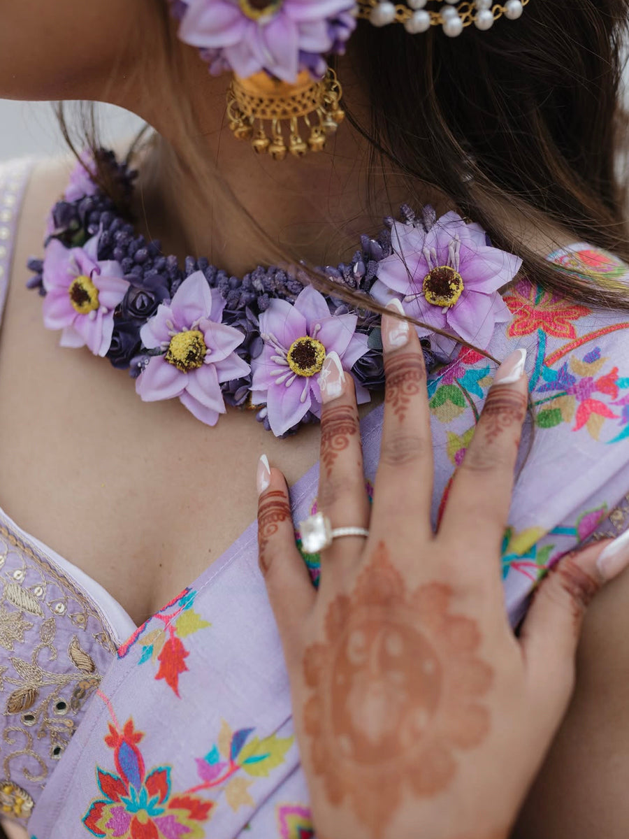 Akansha Floral Necklace Set Indian Choker Necklace Set for Haldi