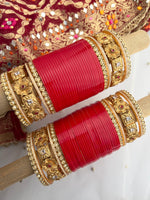Meera Bridal Choora Bangle Set - Red