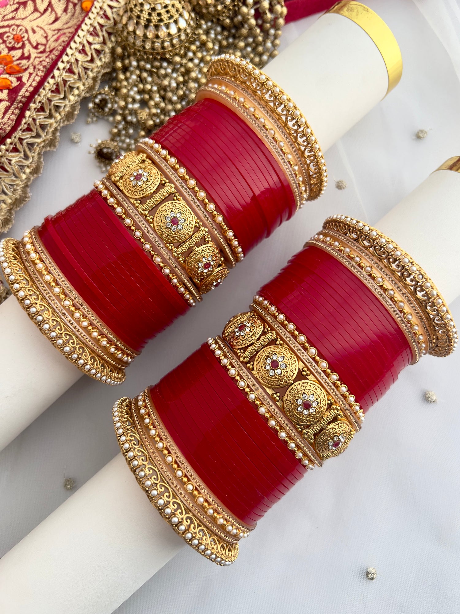 Jodha Bridal Choora Bangle Set-Maroon