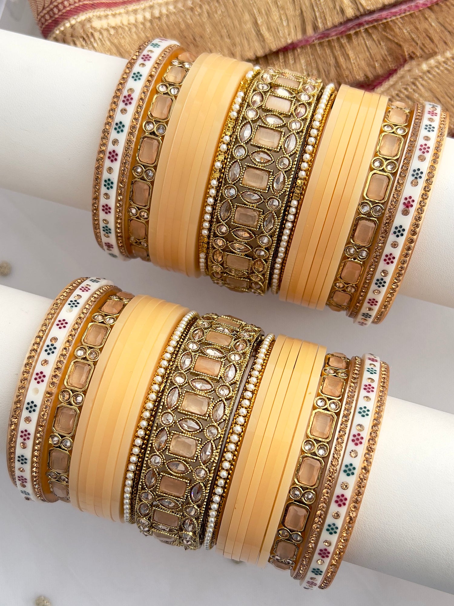 Niyati Bridal Choora Bangle Set - Peach
