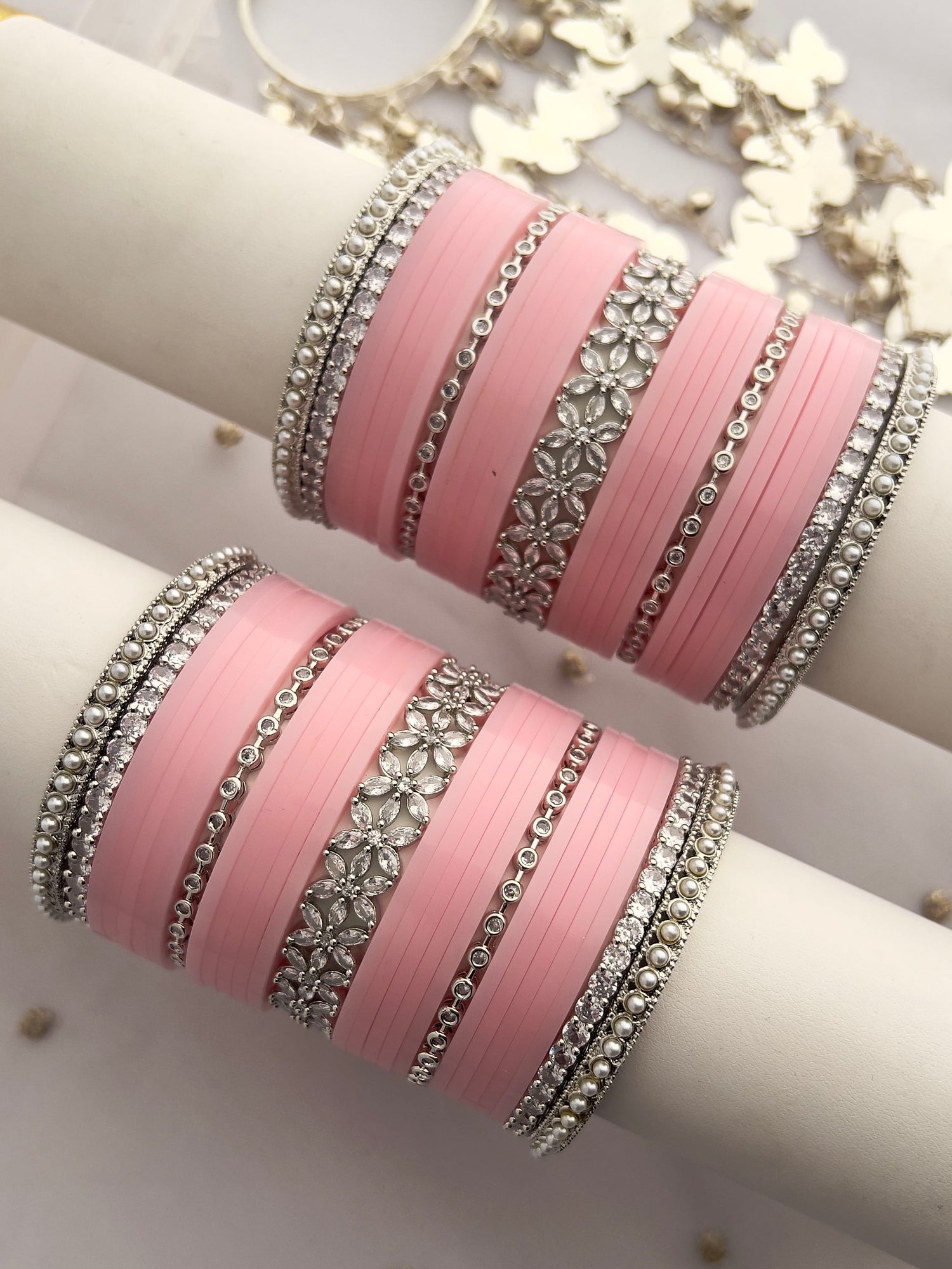 Akansha Bridal Choora Bangle Set-Pastel Pink 