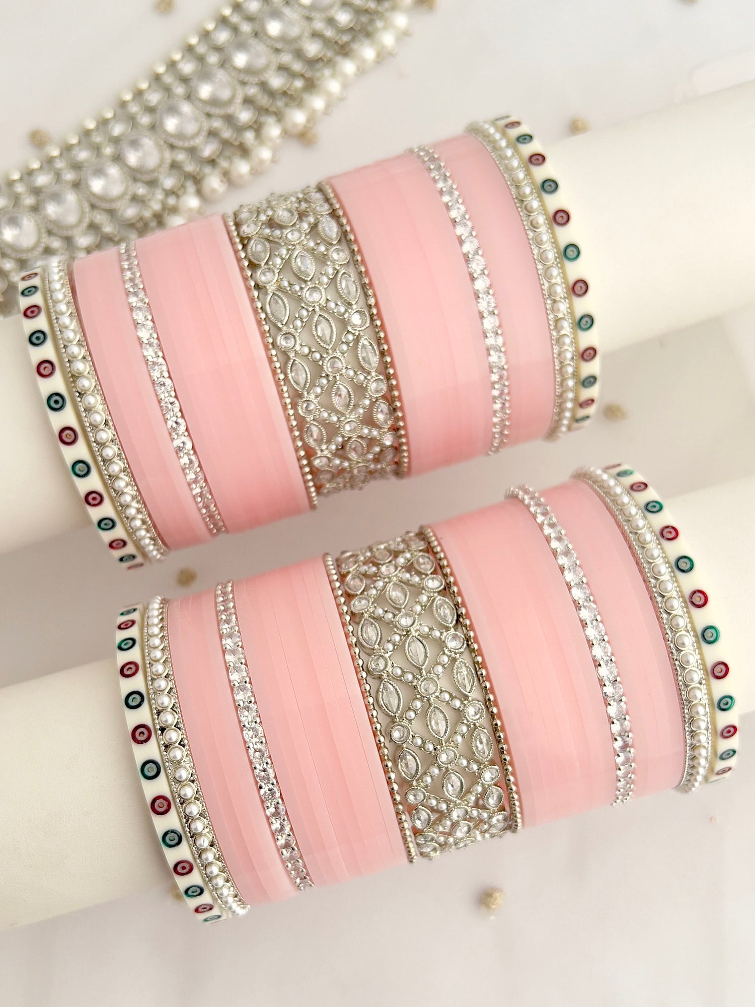 Ishrat Bridal Choora Bangle Set
-Pastel Pink 