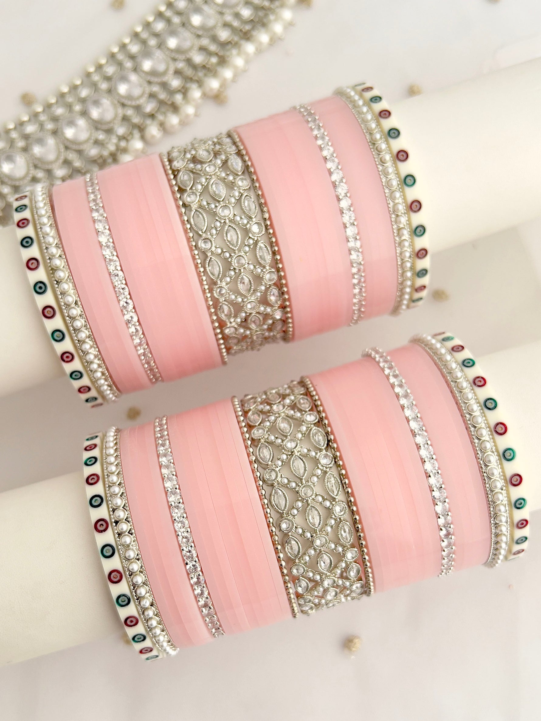 Ishrat Bridal Choora Bangle Set
-Pastel Pink 