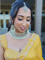 Chetna Mirror Bib Necklace Set - White 
