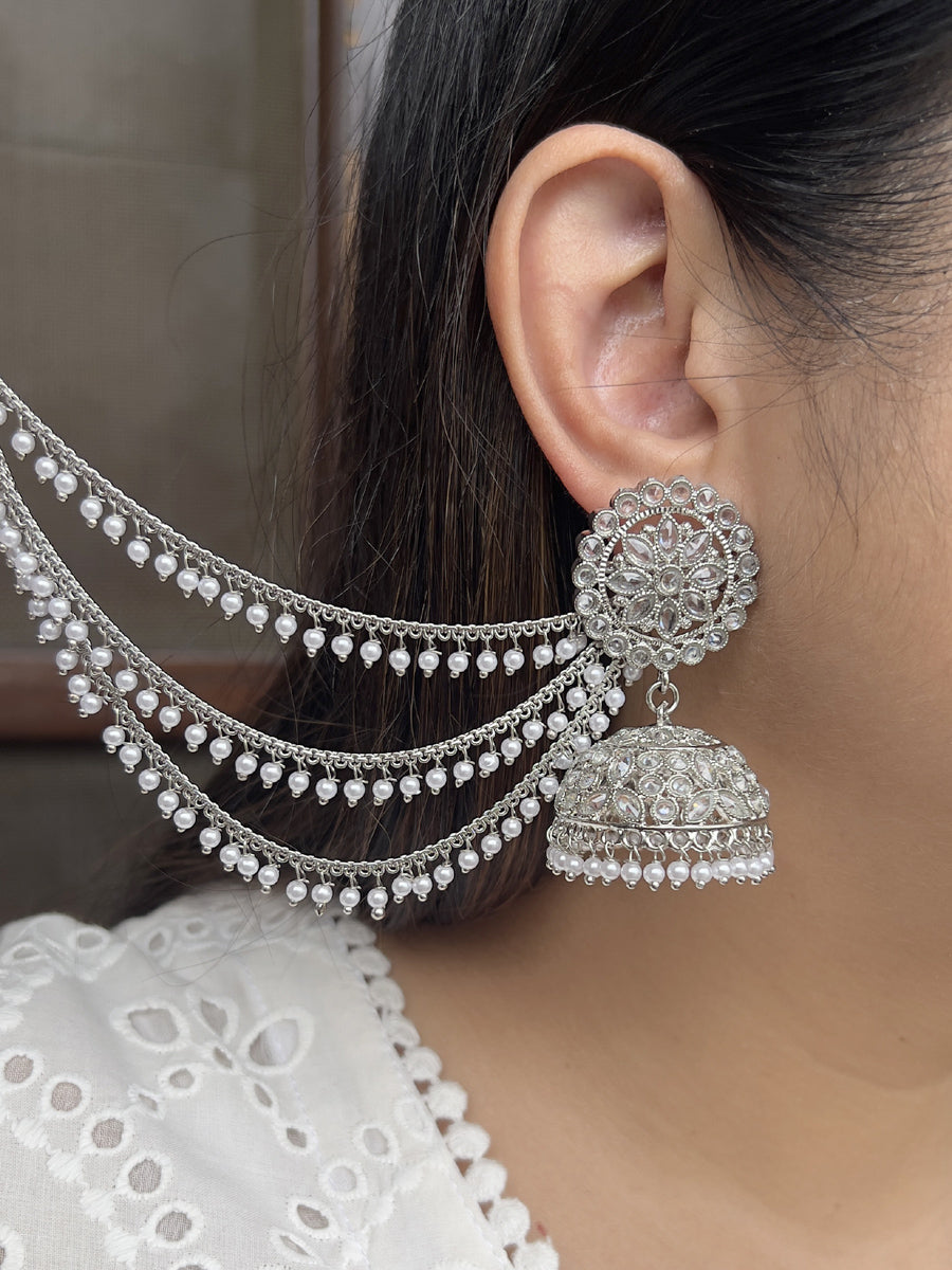 Shiza Jhumki Earrings with Earchain & Tikka