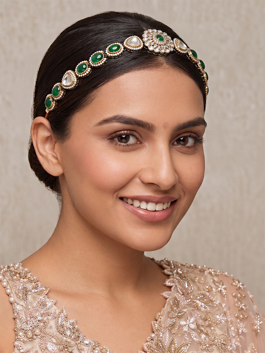 Aranya Sheeshphool / Headpiece-Green