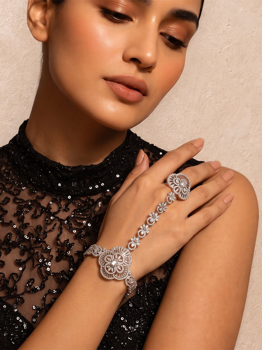 Issra Hand Harness / Bracelet - Silver