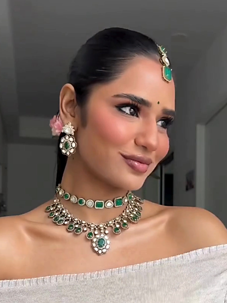 Neeti Layered Necklace Set - Green