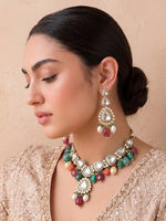 Patiala Bib Necklace Set-Multicolor