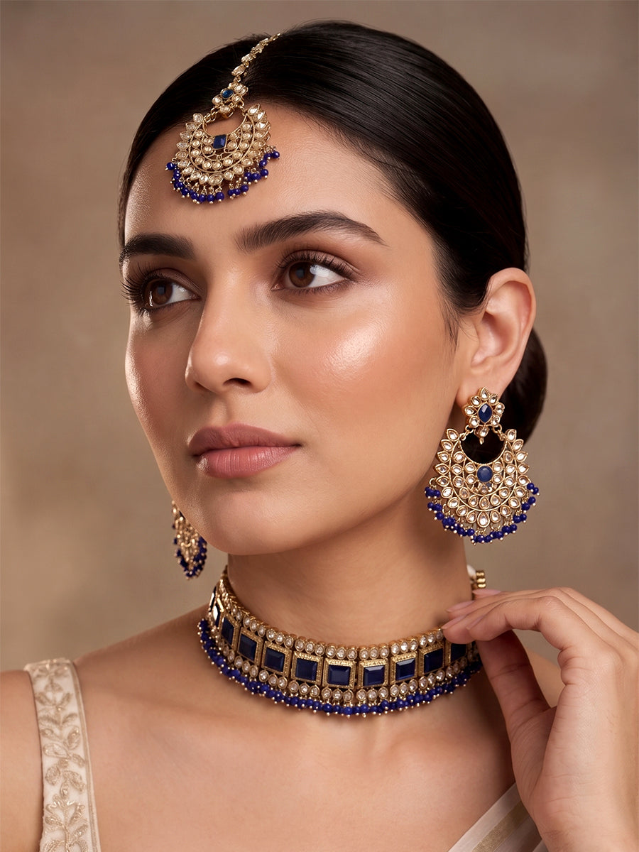 Kavya Necklace Set-Blue