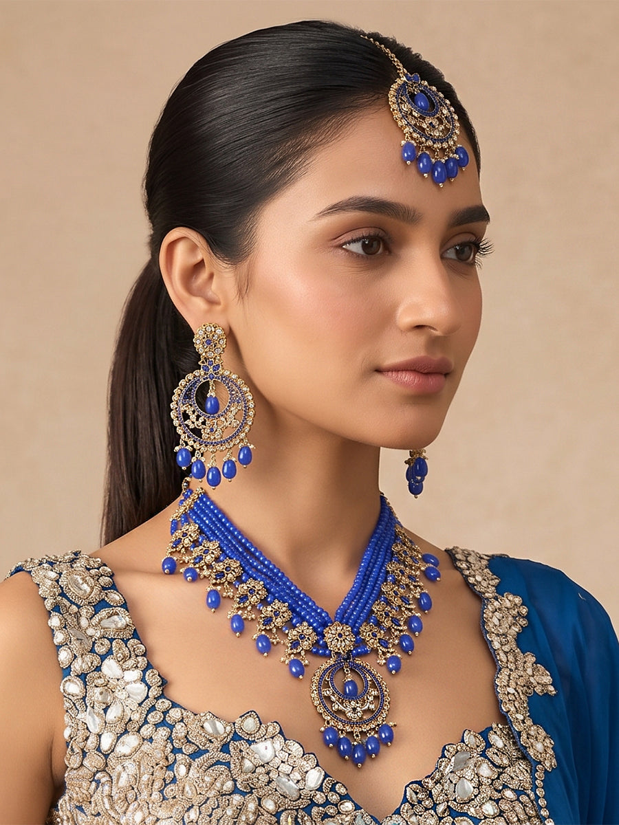 Samia Necklace Set-Blue