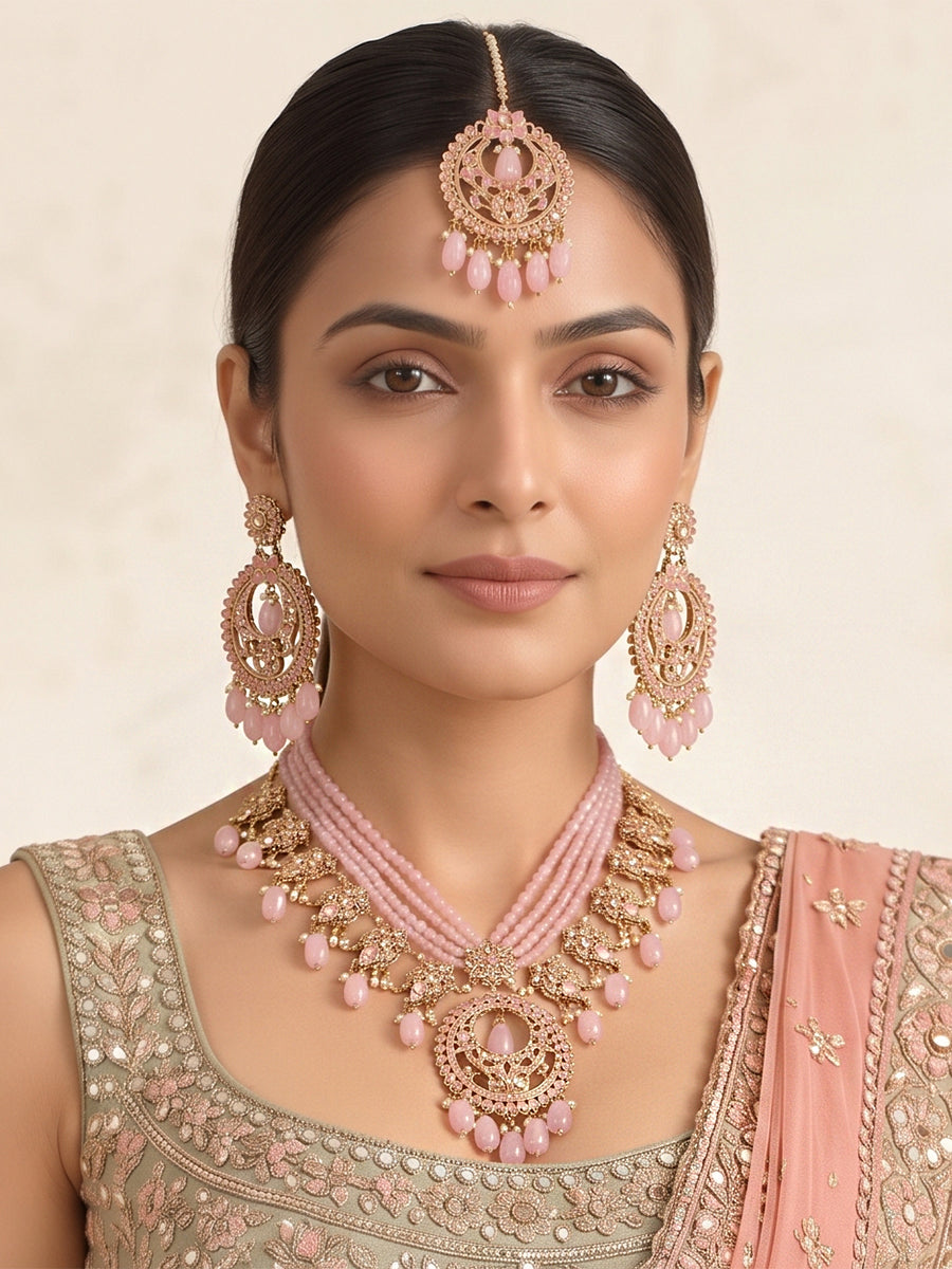 Samia Necklace Set-Pastel pink