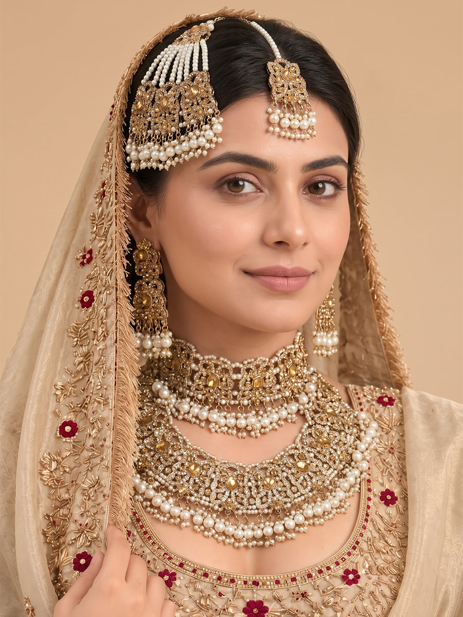 Shahida Necklace Set-Gold