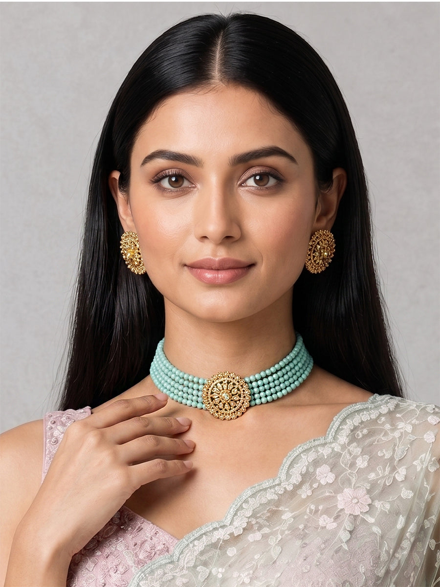 Kaynat Necklace Set-Mint Green