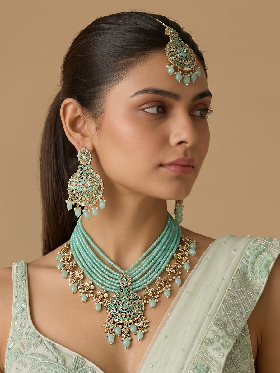 Zaira Necklace Set-Mint Green