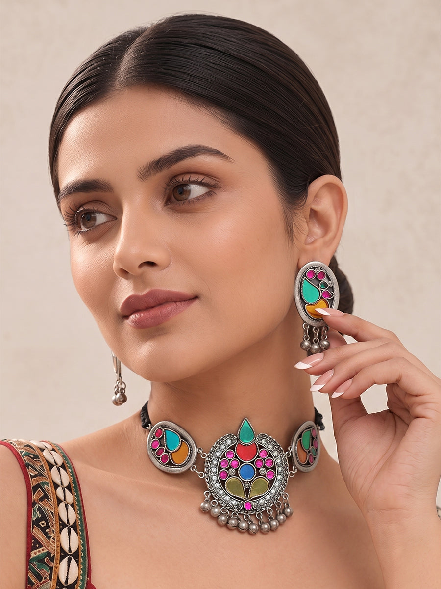 Noori Necklace Set-Multicolor