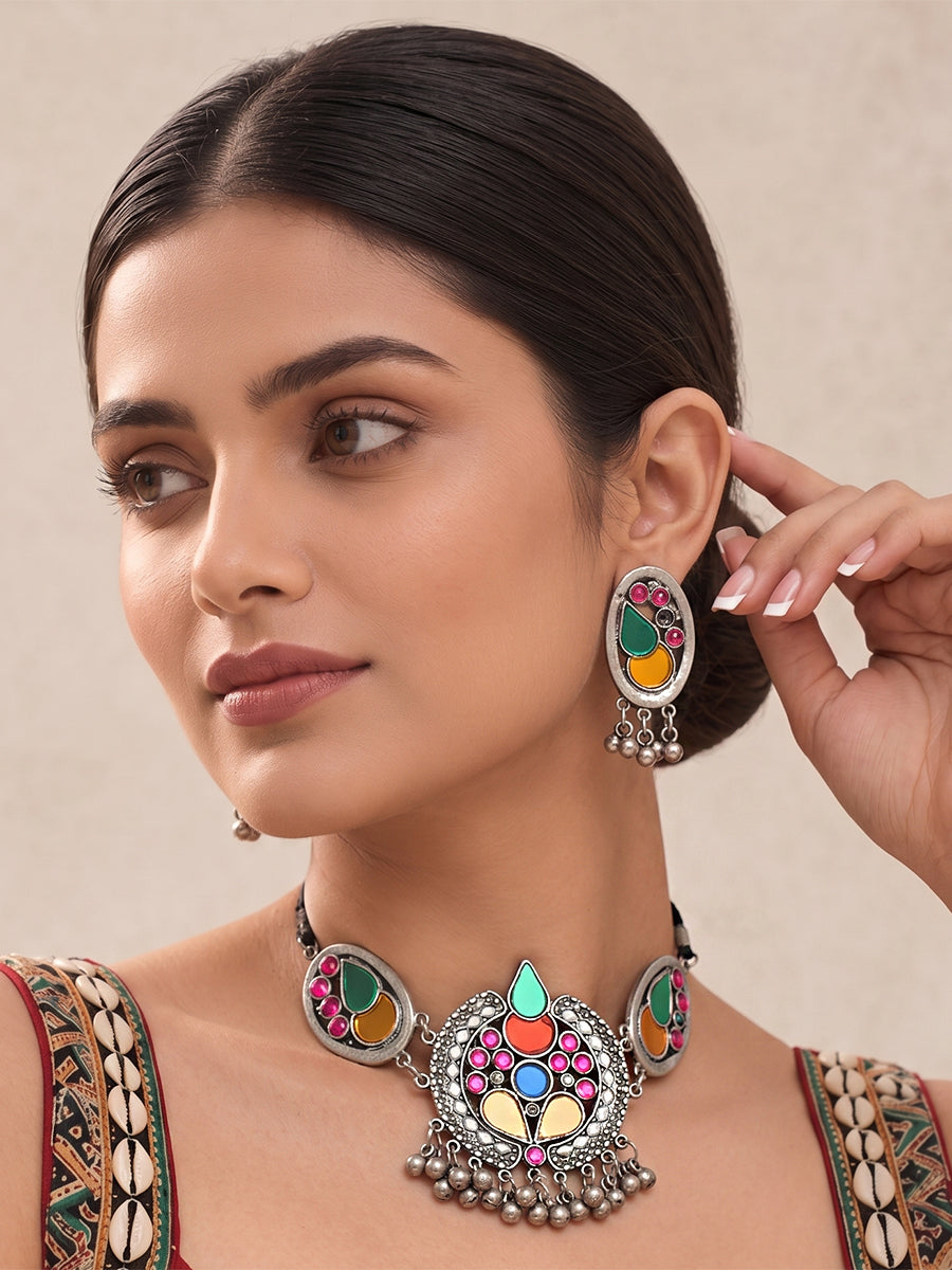 Noori Necklace Set-Multicolor