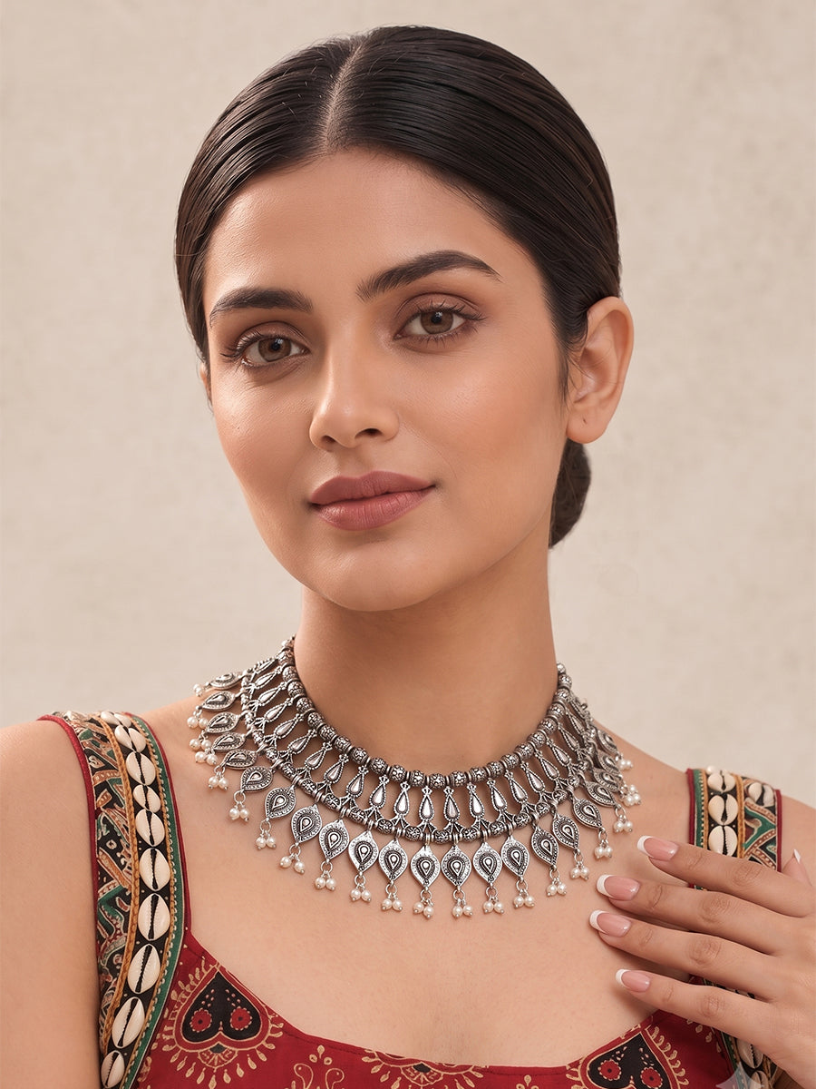 Daksha Necklace-Antique Silver