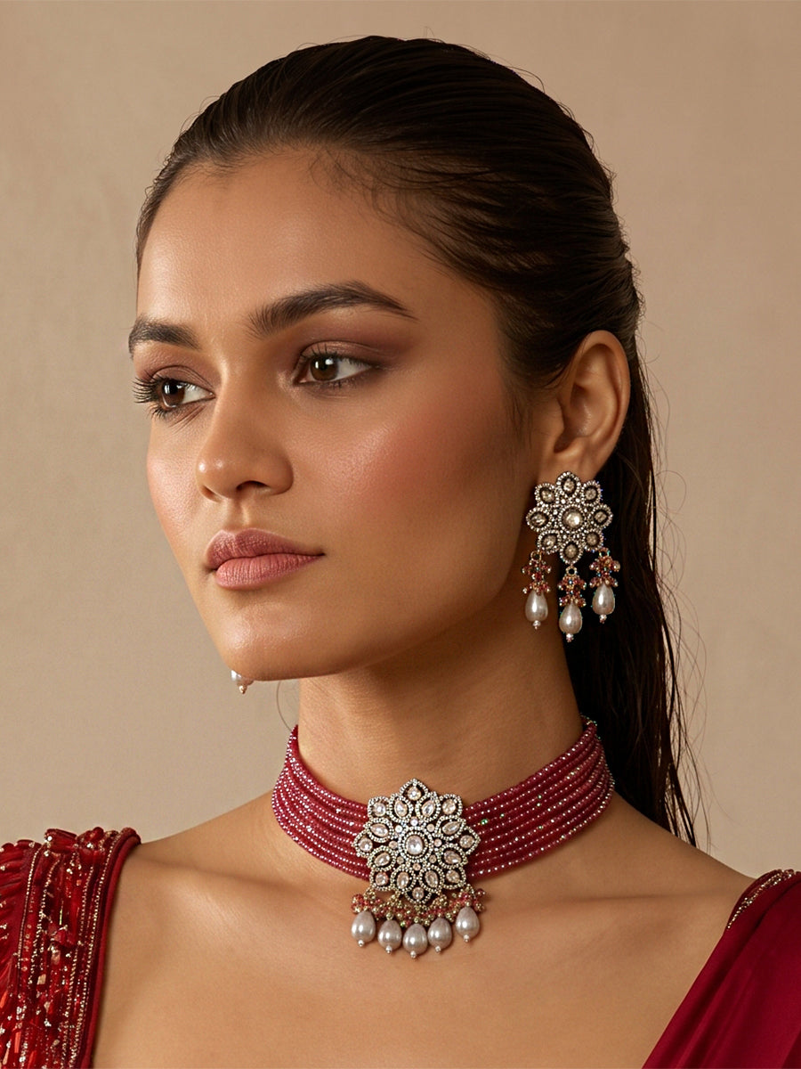 Chaaya Necklace Set-Pink