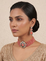 Nishtha Necklace Set-Pink