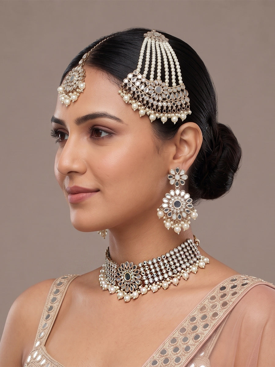 Kangana Necklace Set-(Golden) Golden