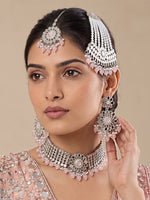 Kangana Necklace Set(Silver)Patel Pink