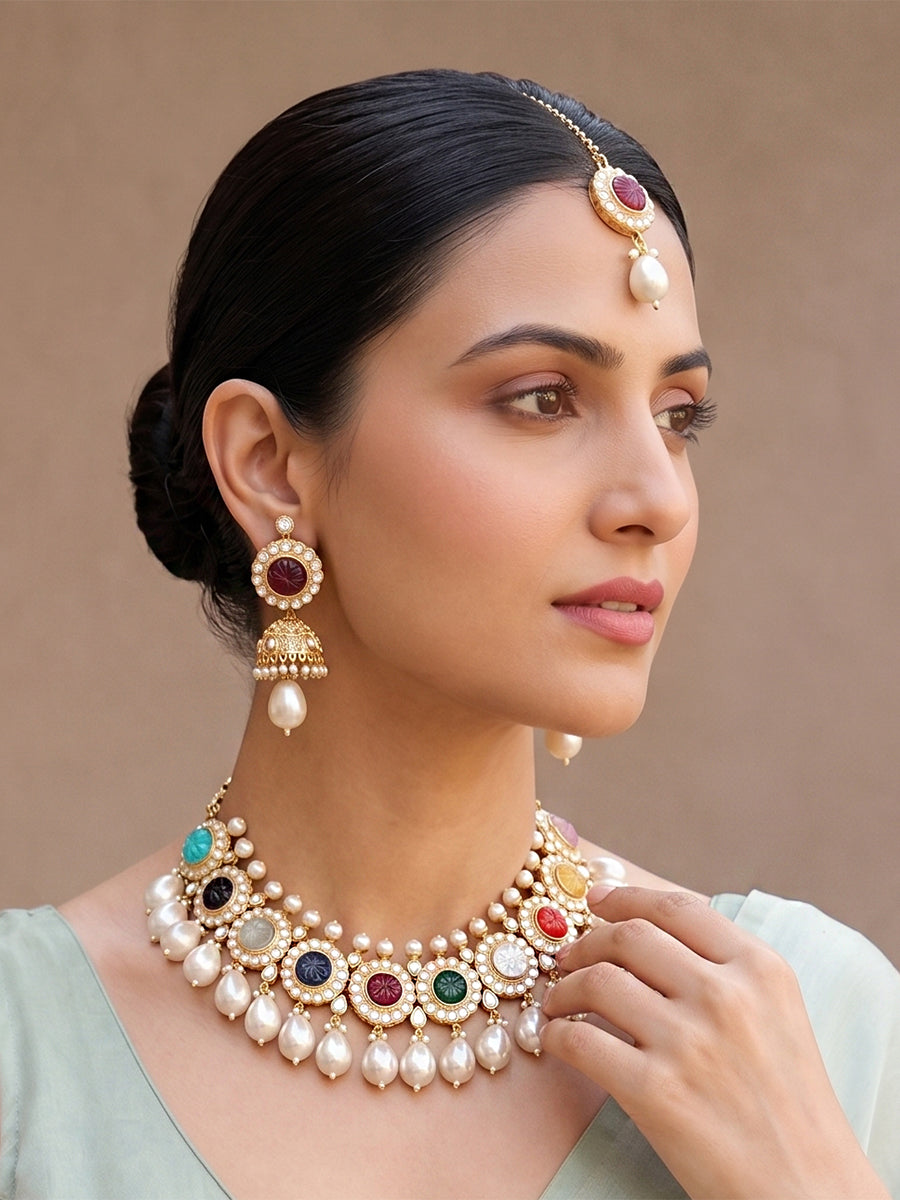 Anshula Necklace Set-Multicolor