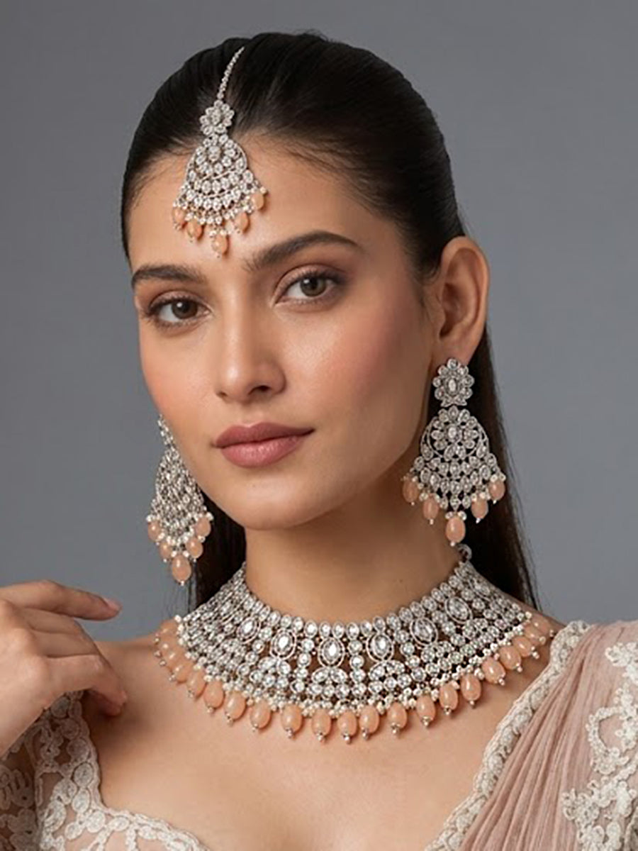 Zabeen Necklace Set-Peach