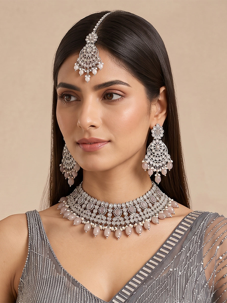 Zabeen Necklace Set-Grey