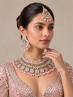 Ziya Necklace Set-(Golden)-Pastel Pink